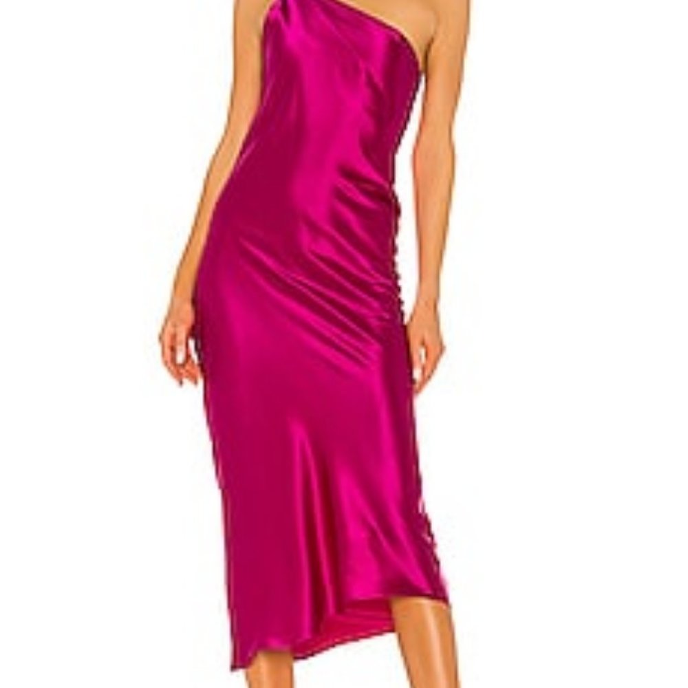 ALIX NYC  Quincy Dress 100% Silk Slip Dress Magenta